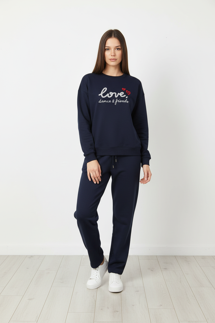 Chándal de Algodón de Dos Piezas con Pantalón Recto azul – Trapio