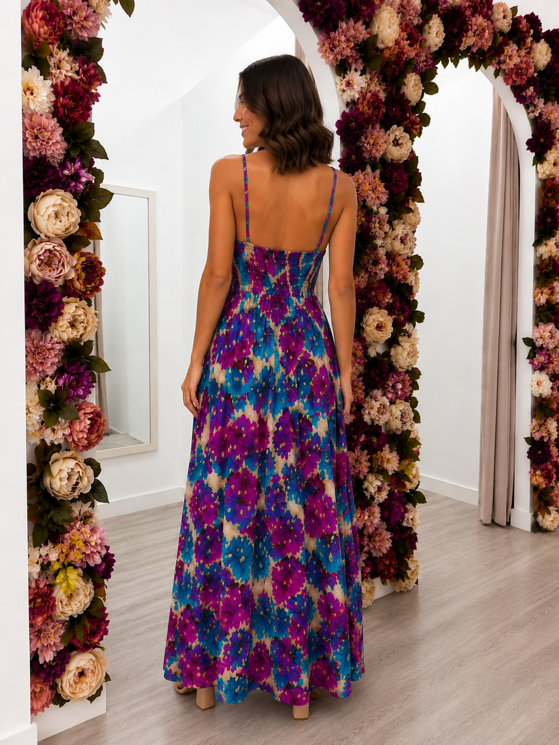 Vestido Floral Malva Caribe