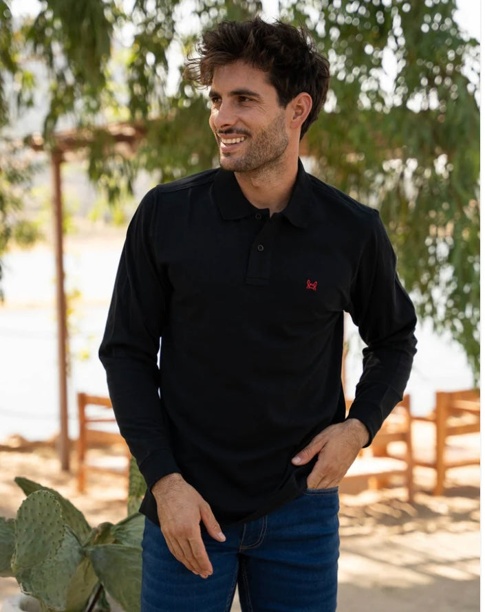POLO MANGA LARGA NEGRO Custi&Mikelo