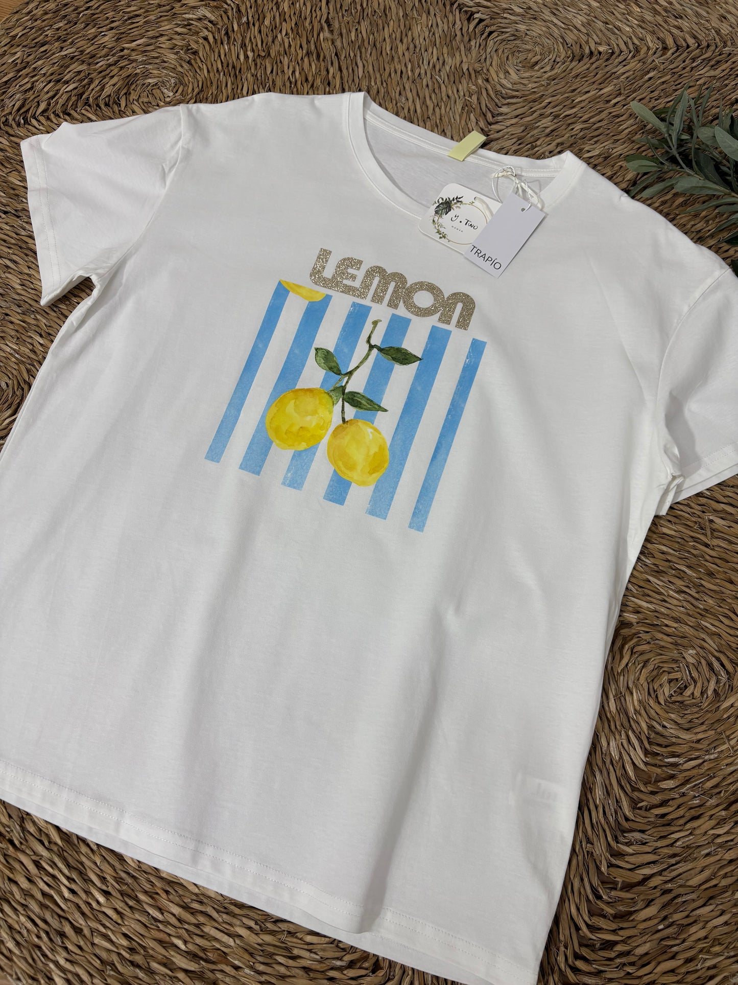 Camiseta algodón lemon azul curvy