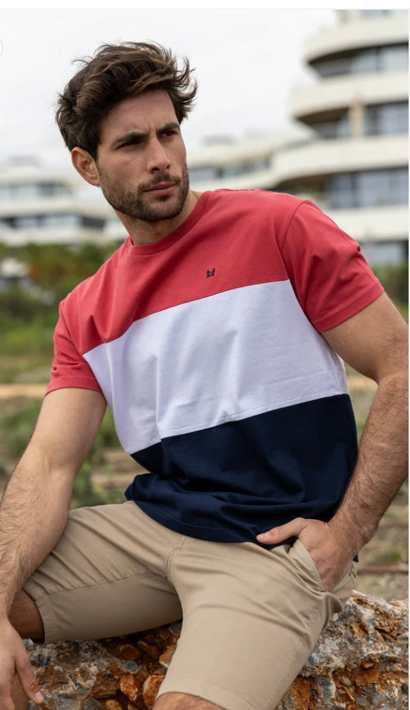Camiseta Custi Mikelo hombre tricolor cereza