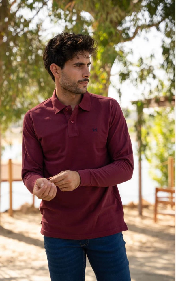 POLO MANGA LARGA BURDEOS Custi&Mikelo
