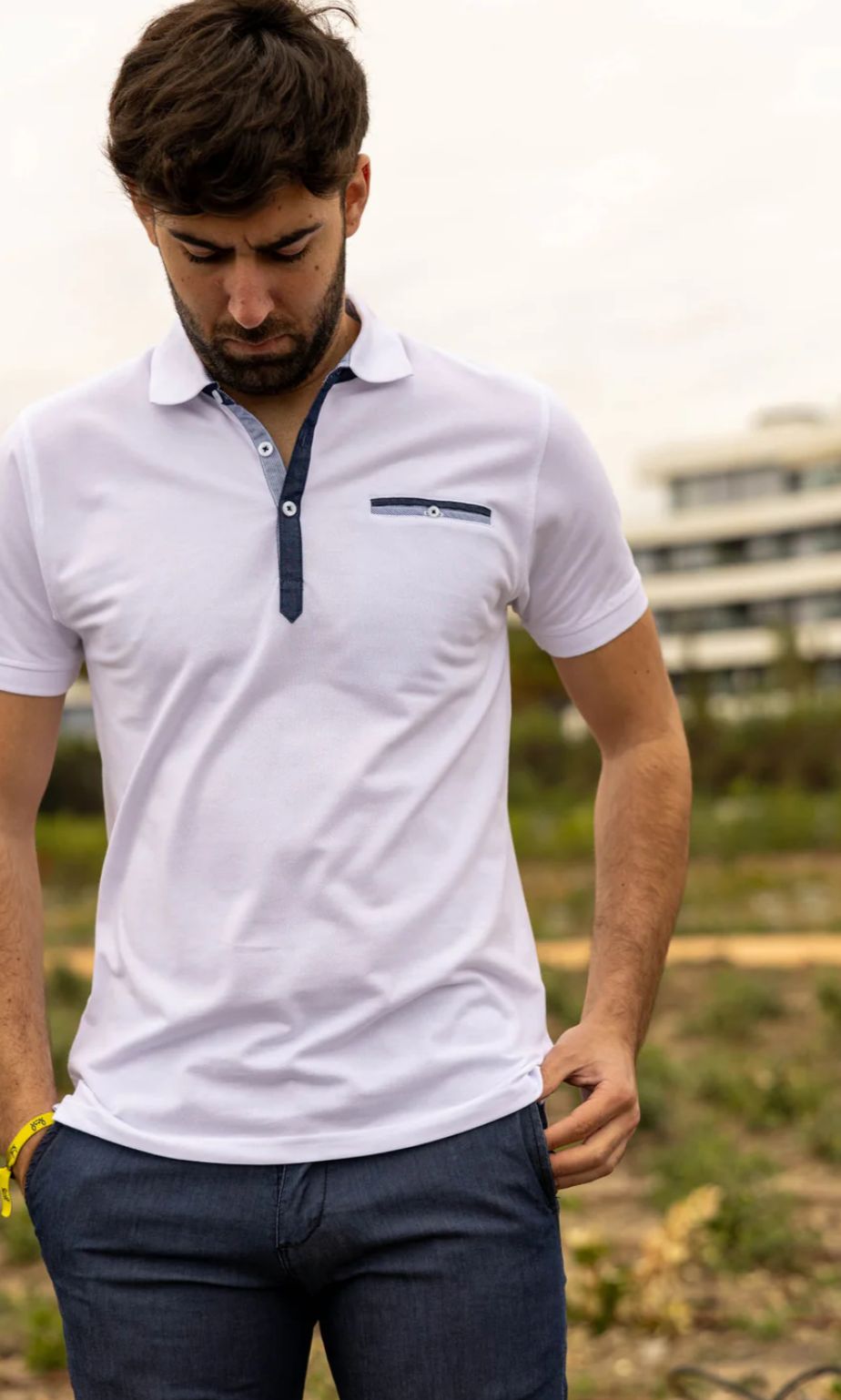 Polo hombre modelo Argentina Blanco Custi Mikelo