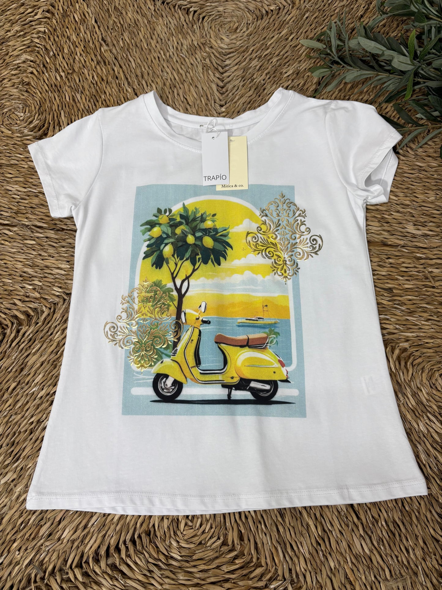 Camiseta algodón vespa amarilla