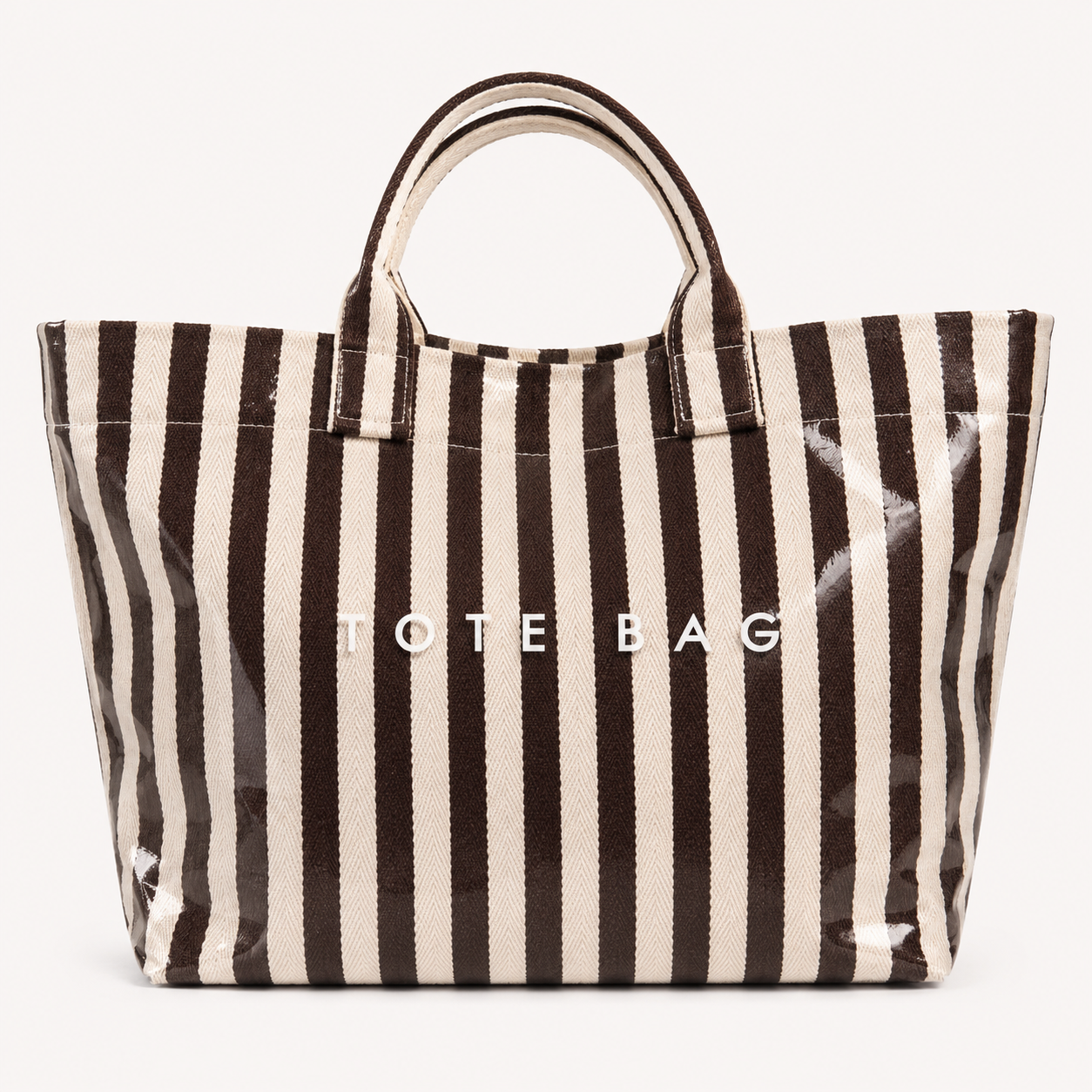 Bolso Shopper Plastificado Rayas Chocolate Trapío