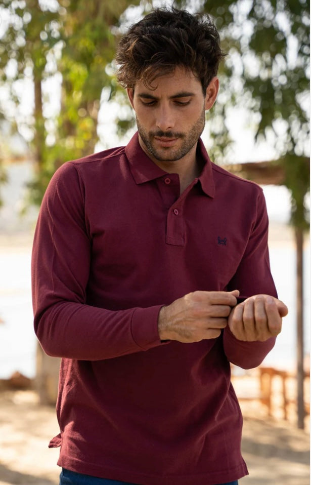 POLO MANGA LARGA BURDEOS Custi&Mikelo