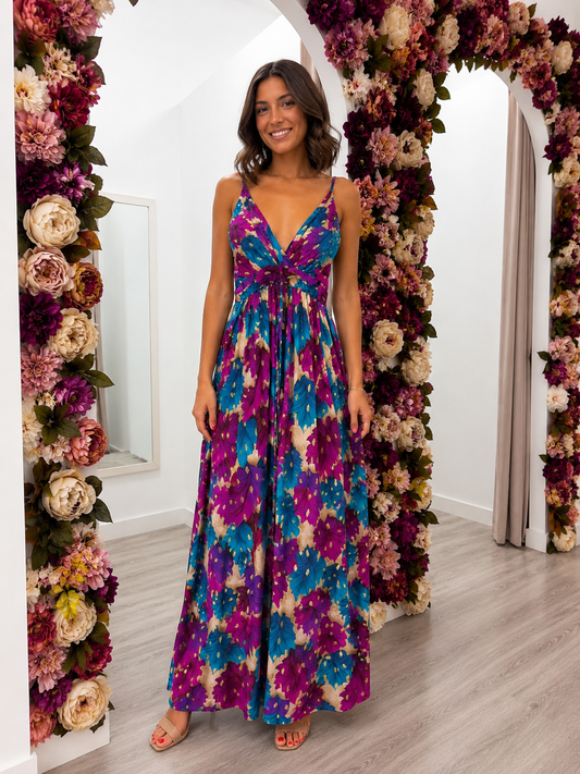 Vestido Floral Malva Caribe
