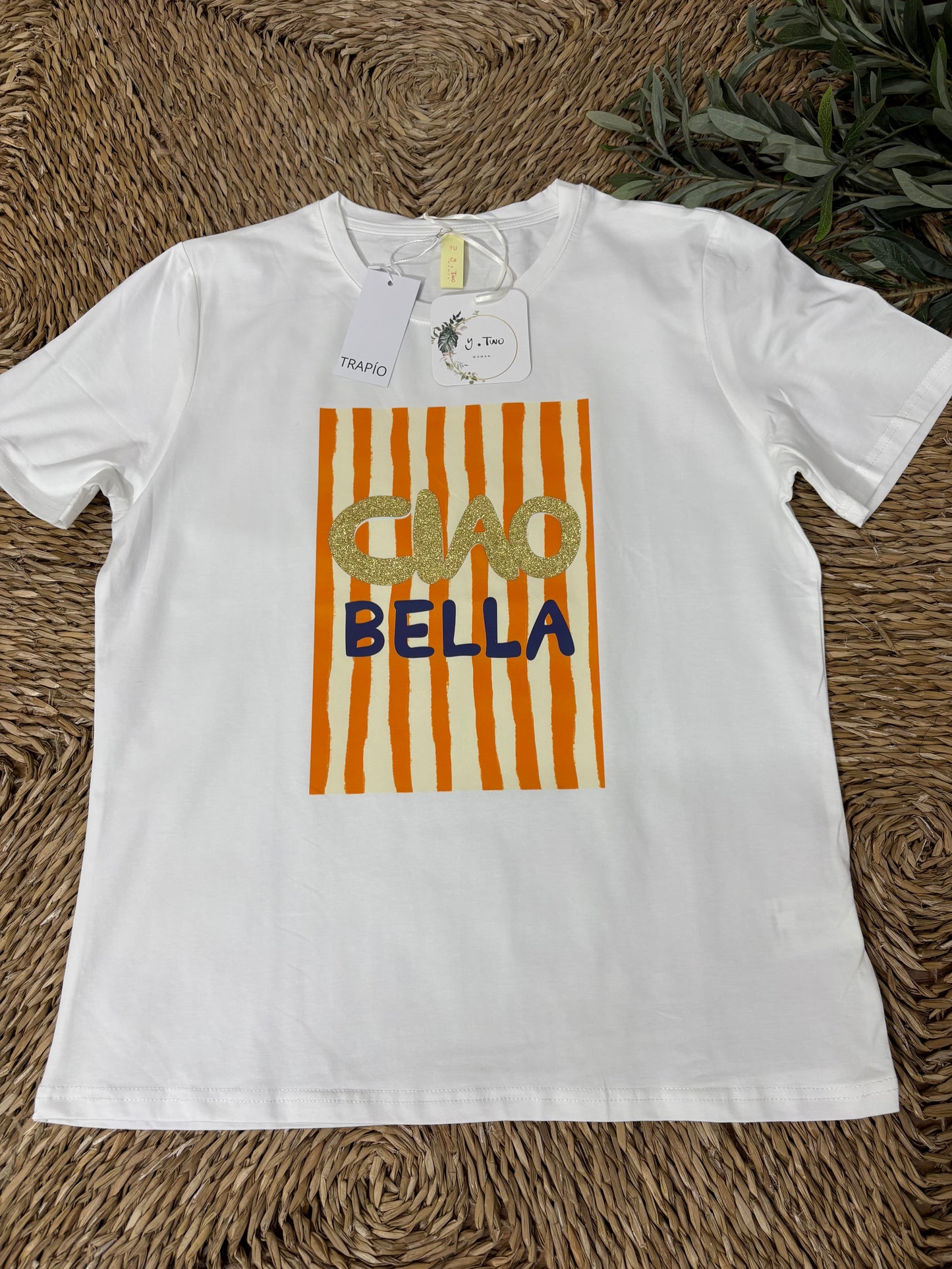 Camiseta algodón Ciao Bella naranja