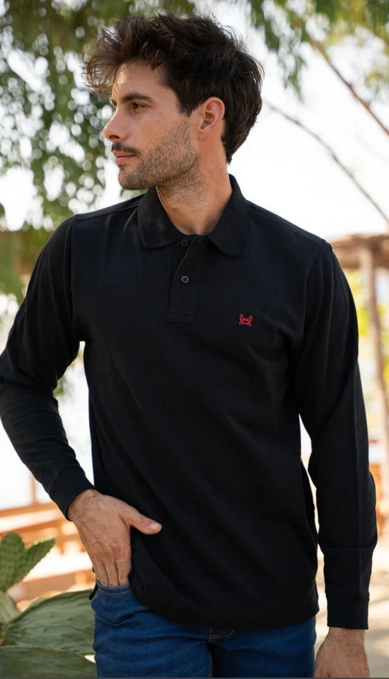 POLO MANGA LARGA NEGRO Custi&Mikelo