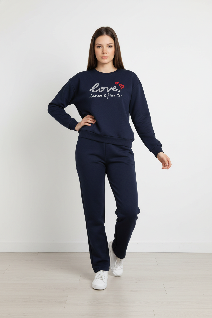 Chándal de Algodón de Dos Piezas con Pantalón Recto  azul – Trapio