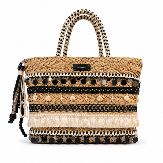Capazo Boho de Rafia con Detalles Étnicos Trapío