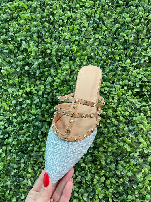 Zapato plano celeste