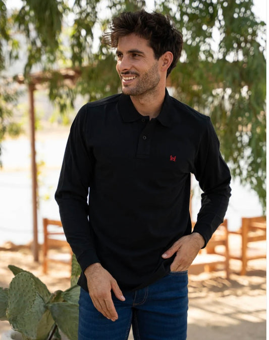 POLO MANGA LARGA NEGRO Custi&Mikelo