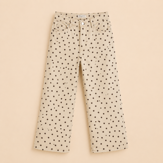 Pantalón Vaquero Estampado de Lunares Trapio