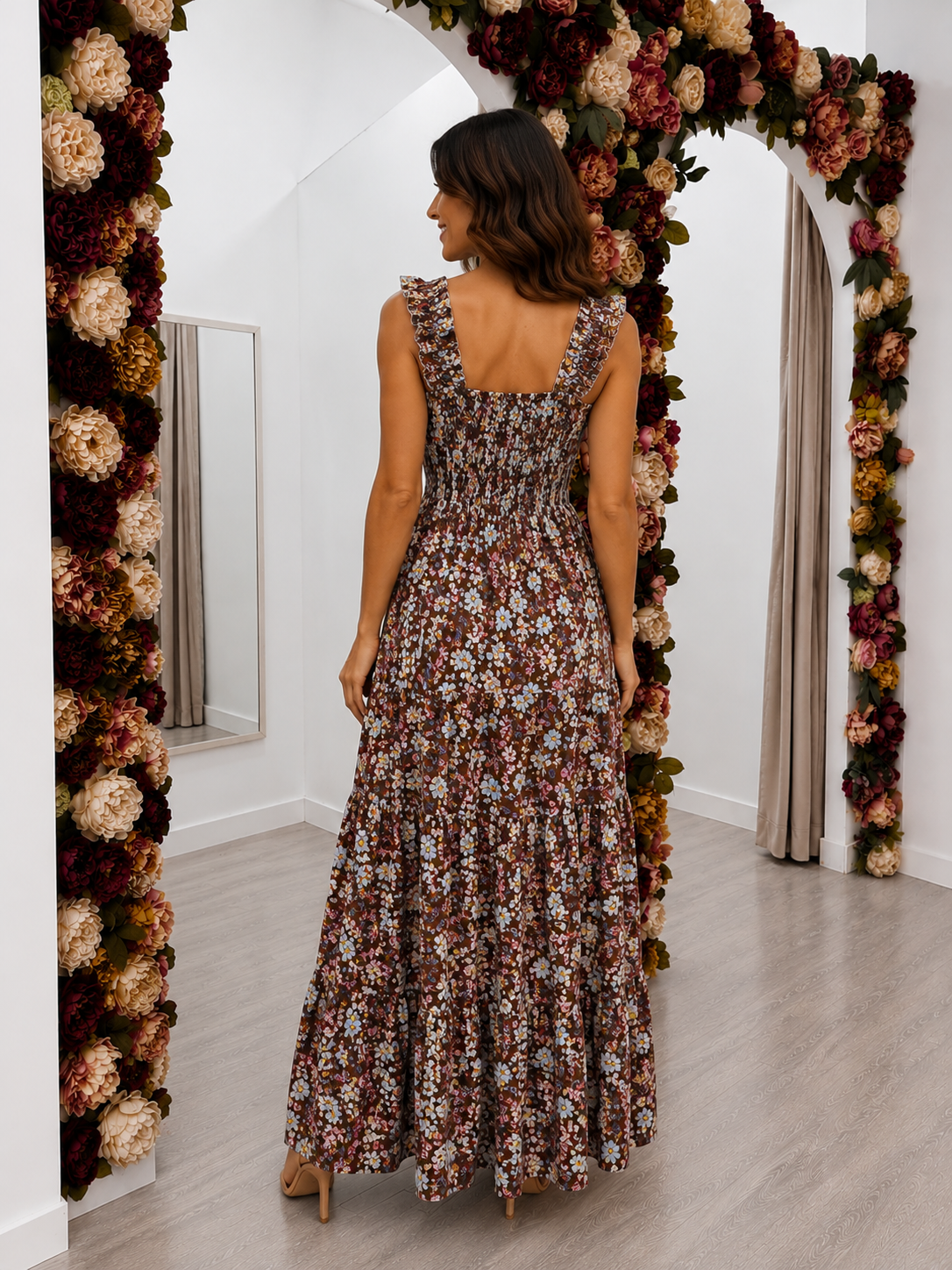 Vestido Lucía Floral Marrón Trapío