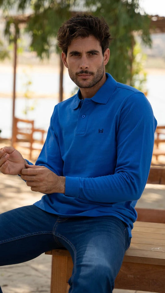 POLO MANGA LARGA AZUL TINTA Custi&Mikelo