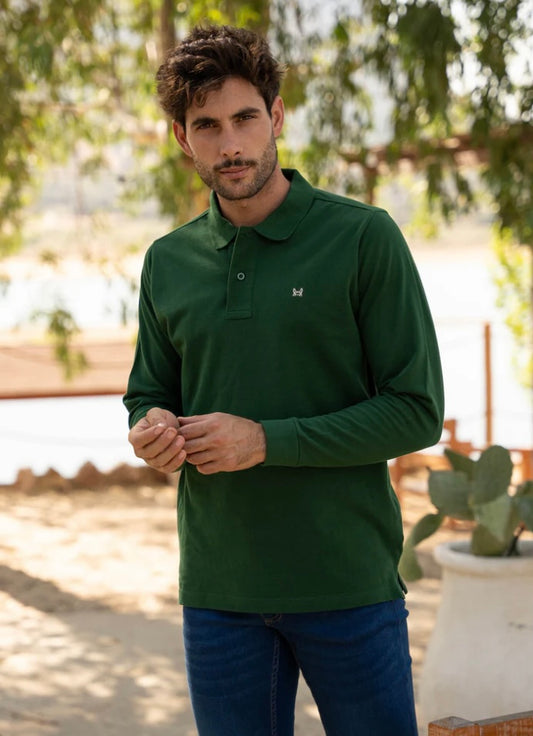 POLO MANGA LARGA VERDE BOTELLA Custi&Mikelo
