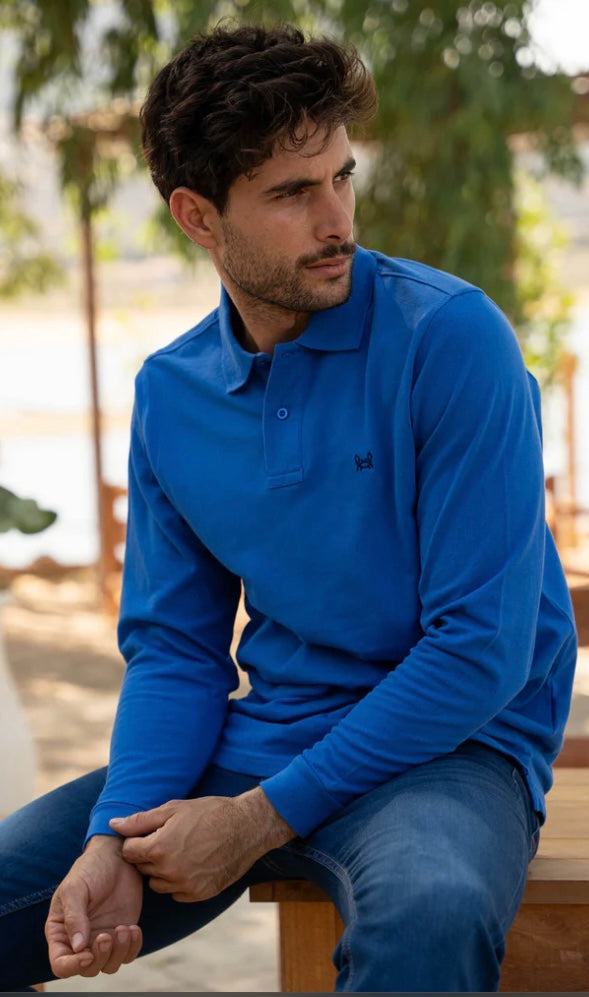 POLO MANGA LARGA AZUL TINTA Custi&Mikelo