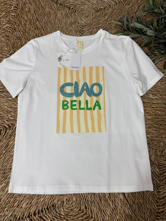 Camiseta algodón Ciao Bella amarilla