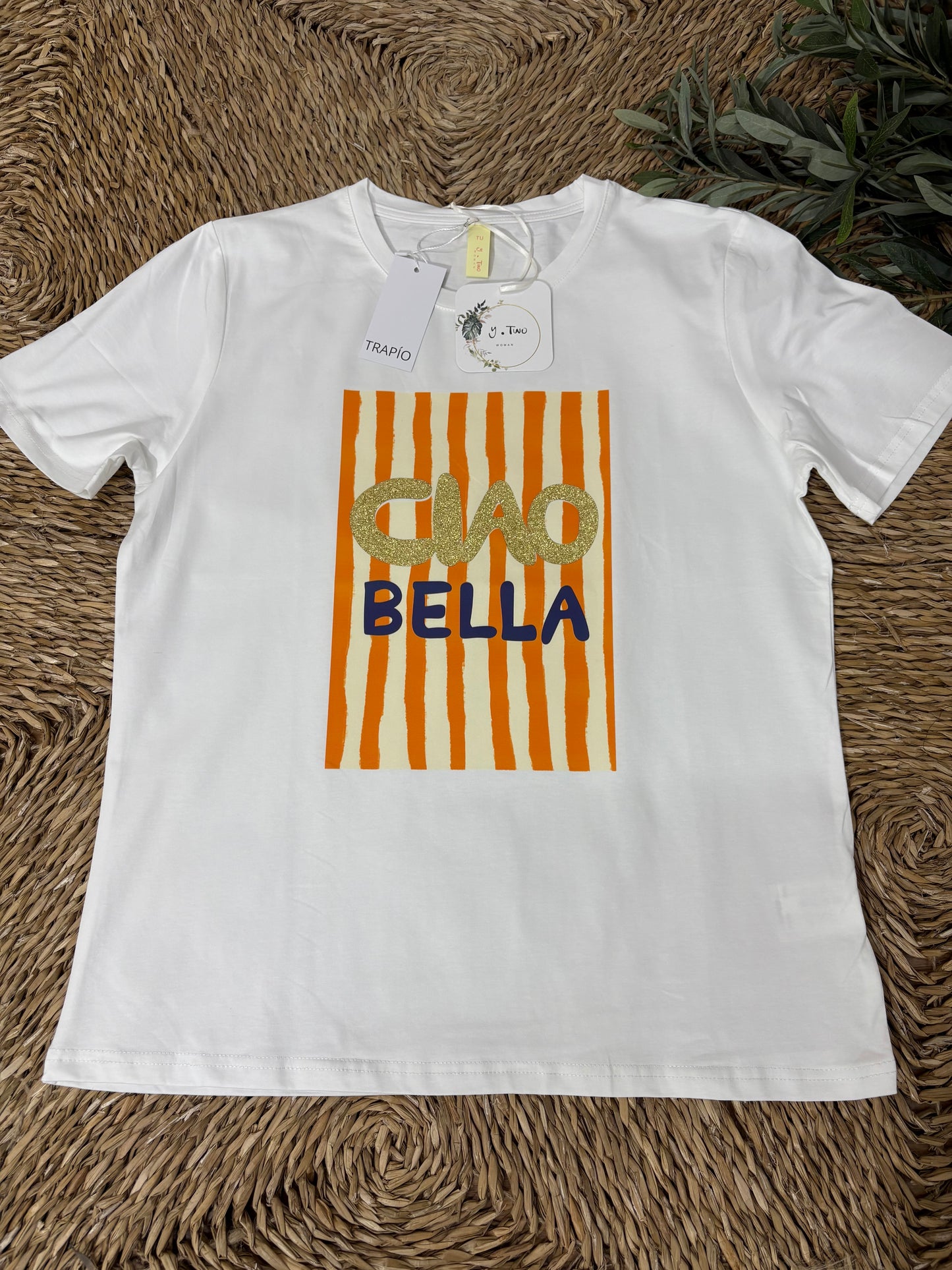 Camiseta algodón Ciao Bella naranja