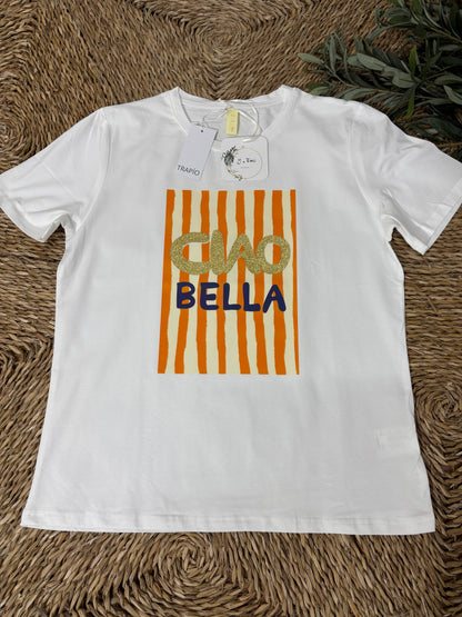 Camiseta algodón Ciao Bella naranja