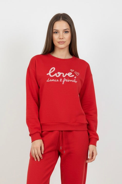 Chándal de Algodón de Dos Piezas con Pantalón Recto  rojo – Trapio