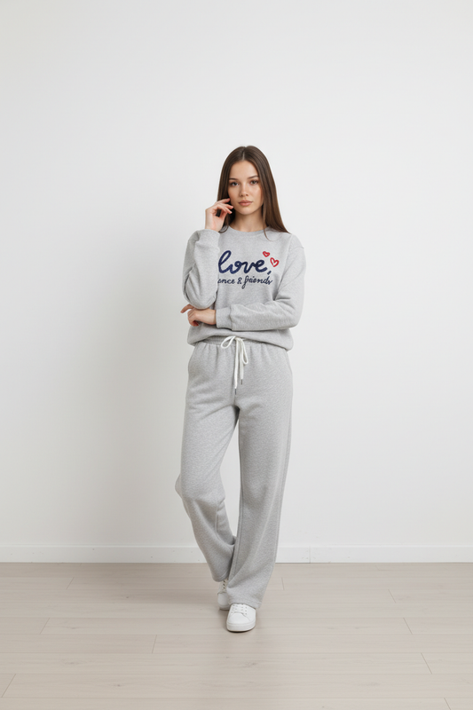 Chándal de Algodón de Dos Piezas con Pantalón Recto  gris – Trapio