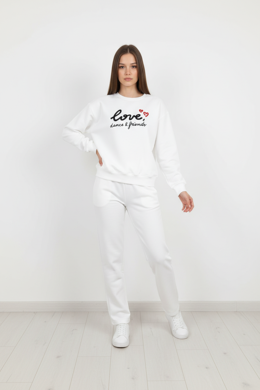 Chándal de Algodón de Dos Piezas con Pantalón Recto  blanco – Trapio