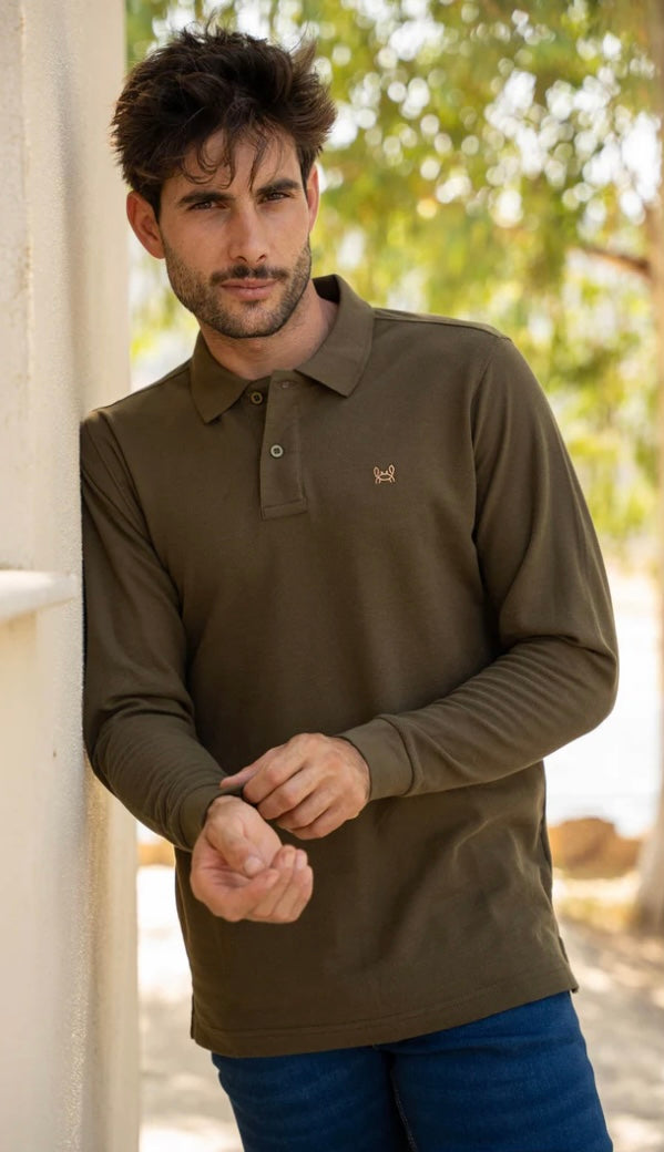 POLO MANGA LARGA VERDE KAKI Custi&Mikelo
