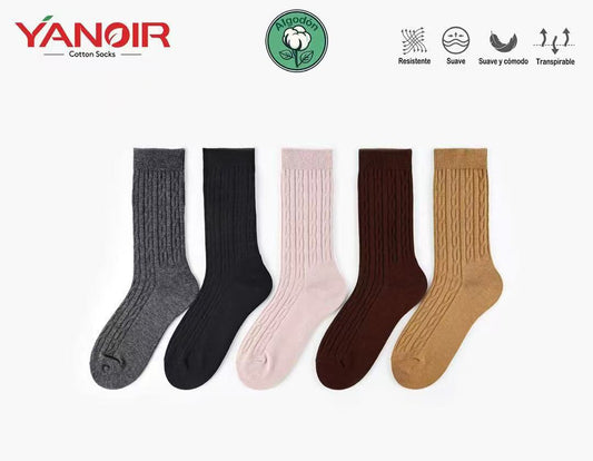 Calcetín Mujer Yanoir de Algodón 98% con Dibujo de Ochos Talla 35-40 – Trapio