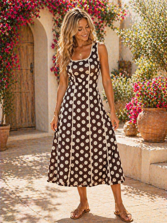Vestido Lucía lunares marrón chocolate
