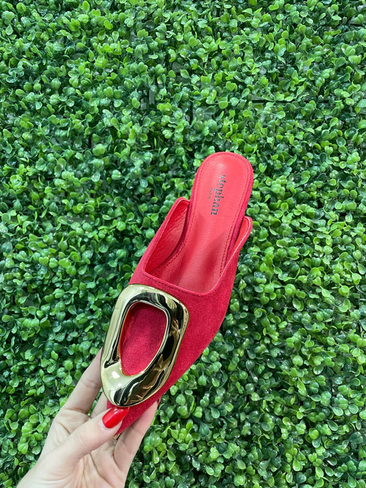 Zapato plano Rojo hebilla