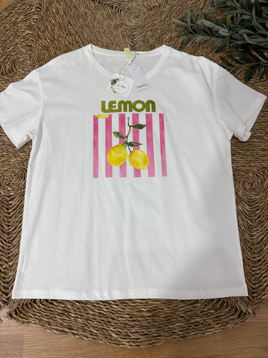 Camiseta algodón lemon rosa curvy