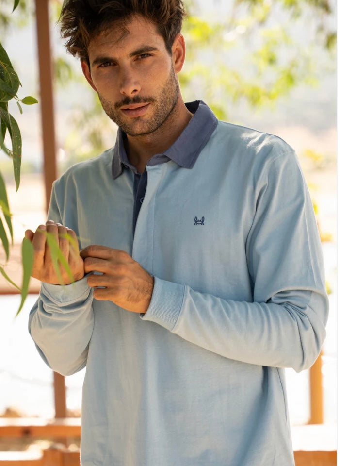 POLO RUGBY LISO AZUL GLACIAR | LUGO