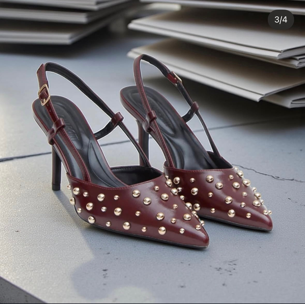 Zapato tachuelas granate