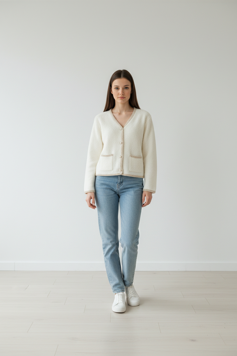 CHAQUETA BEIG CUELLO PICO