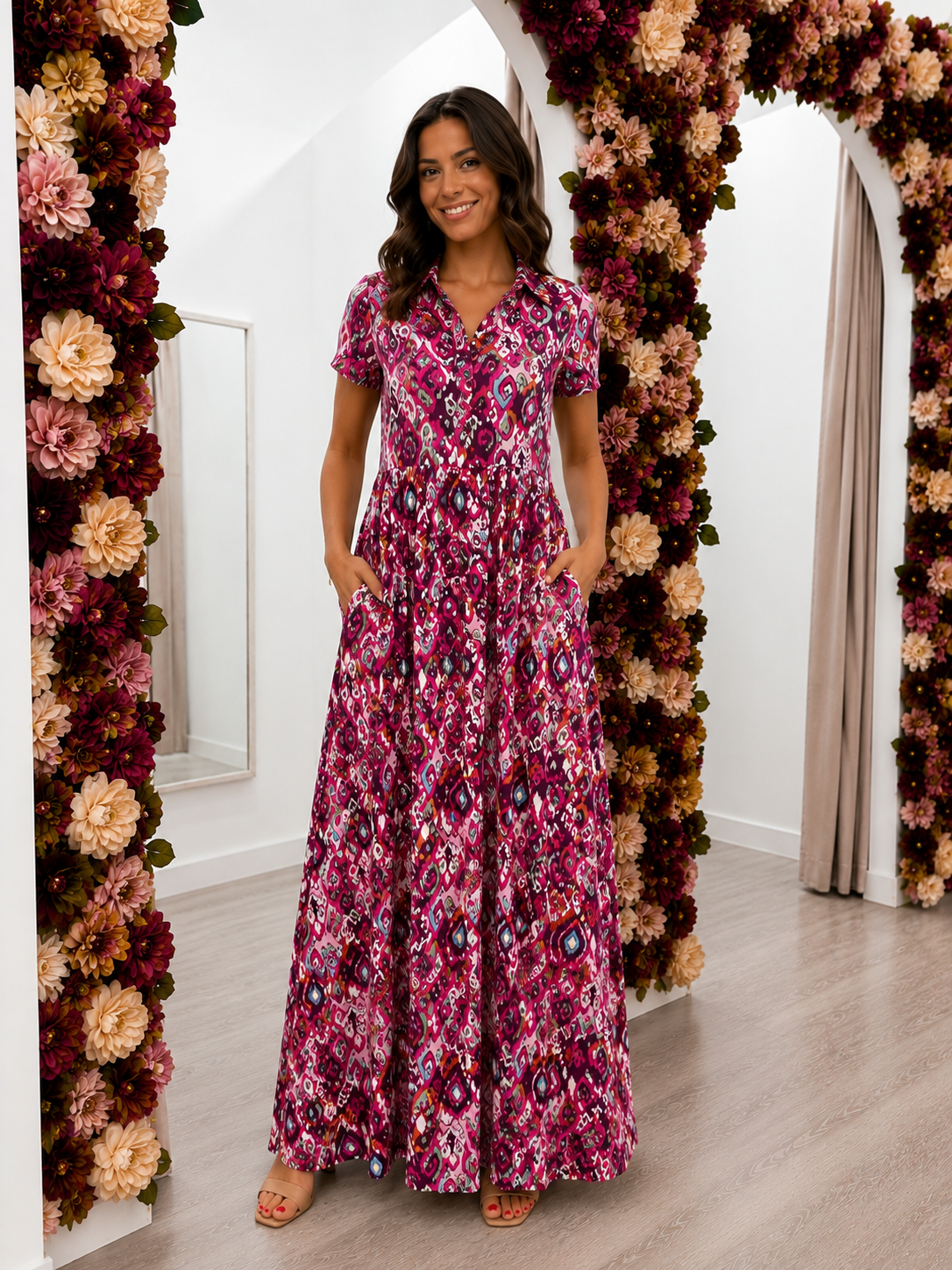 Vestido Étnico Buganvilla con Bolsillos | Trapío