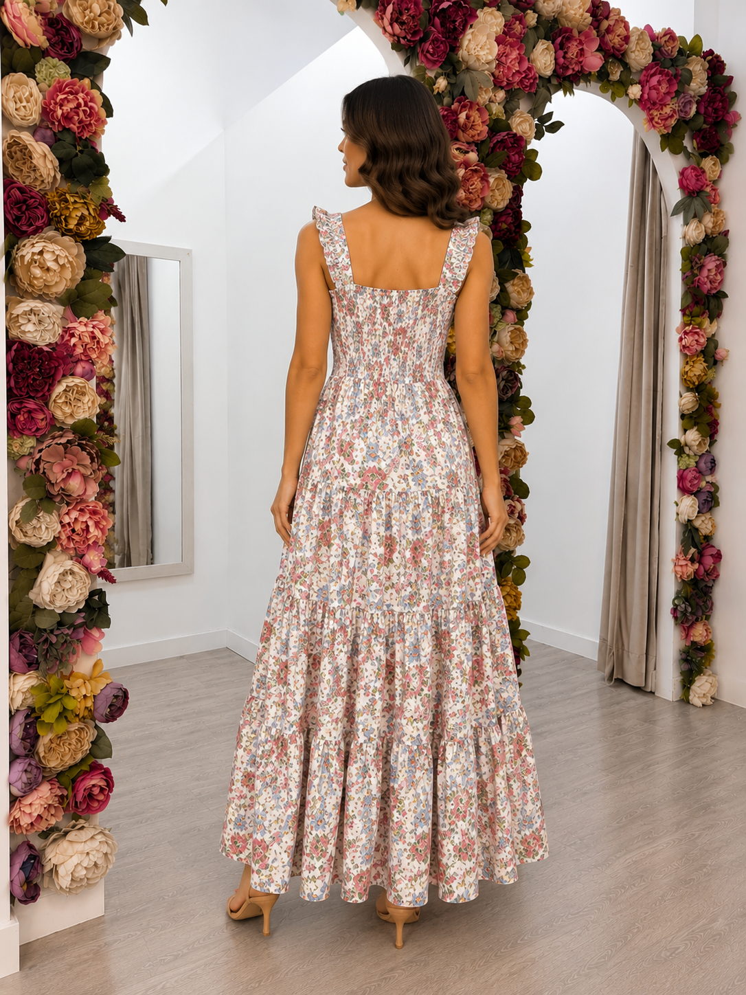 Vestido Lucía Flores Pastel Trapío