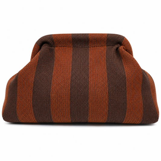 Bolso Clutch Punto Rayas Marrón Trapío
