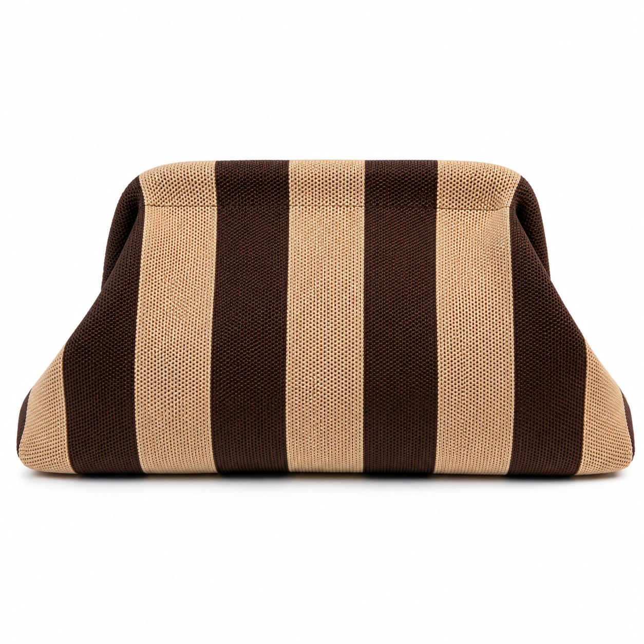 Bolso Clutch Punto Rayas Beige y Chocolate Trapío