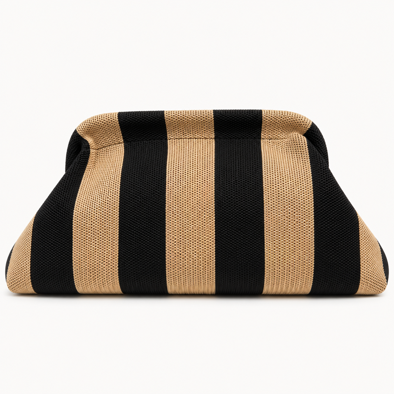 Bolso Clutch Punto Rayas Negro y Beige Trapío