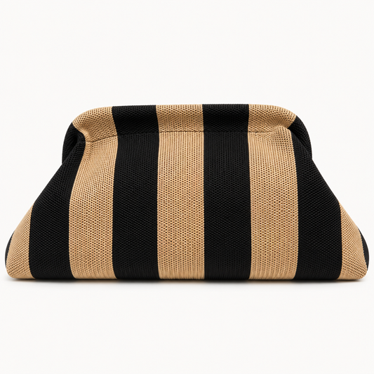 Bolso Clutch Punto Rayas Negro y Beige Trapío