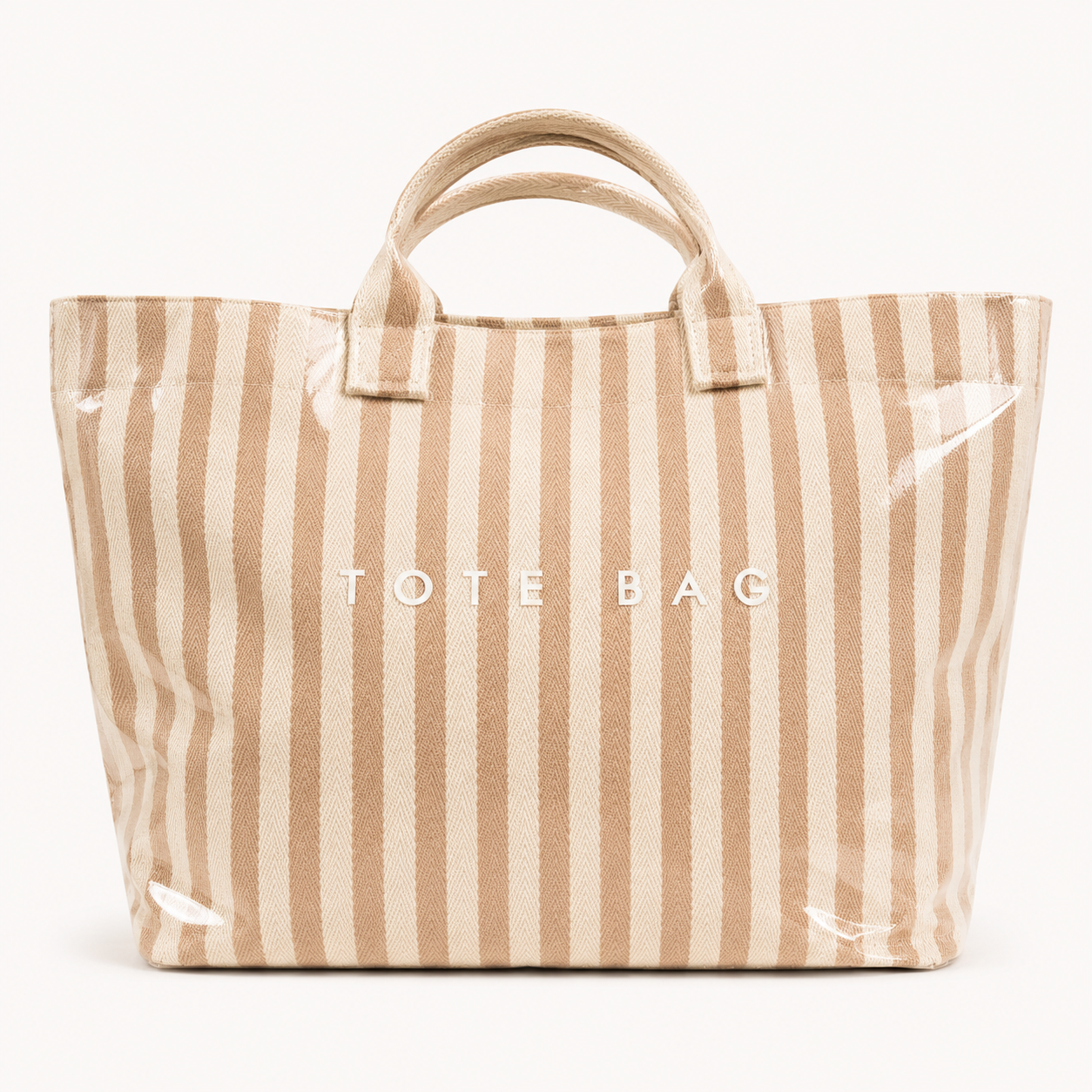 Bolso Shopper Plastificado Rayas Nude Trapío