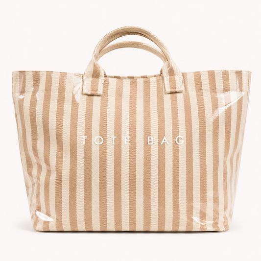 Bolso Shopper Plastificado Rayas Nude Trapío