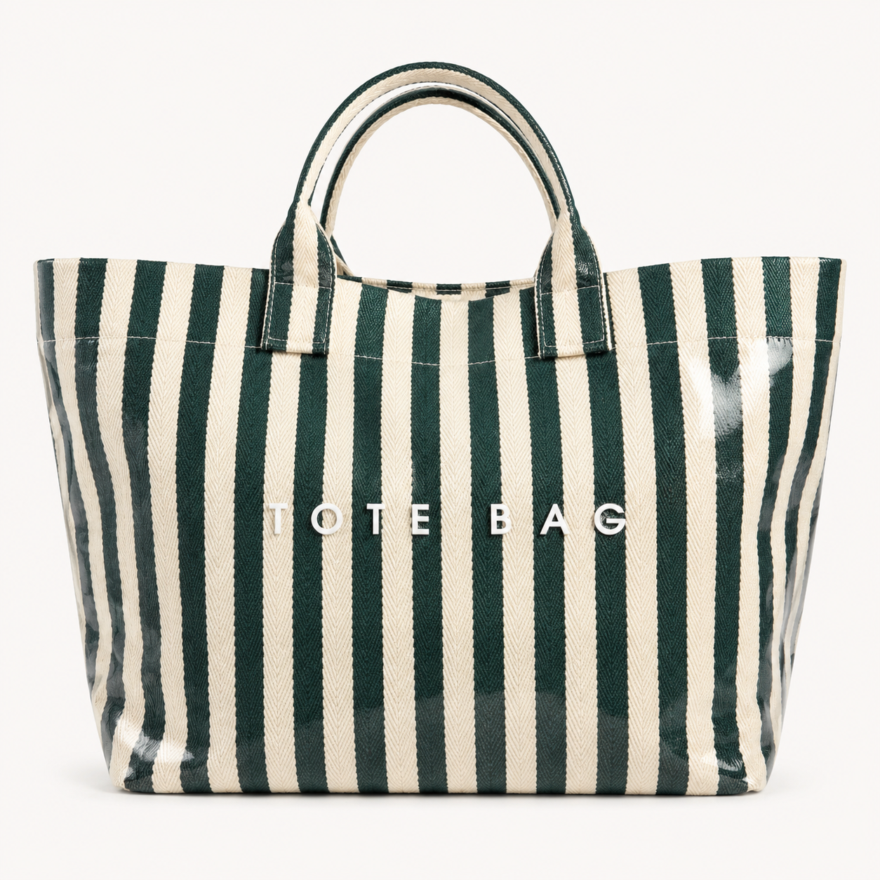 Bolso Shopper Plastificado Rayas Verde Botella Trapío