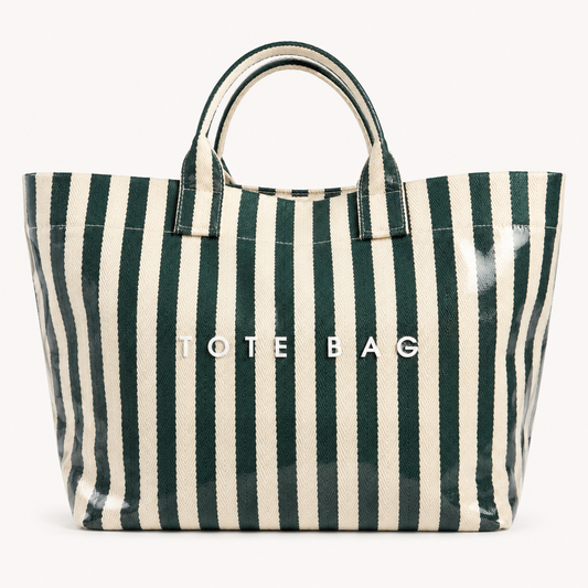 Bolso Shopper Plastificado Rayas Verde Botella Trapío