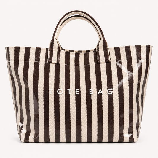Bolso Shopper Plastificado Rayas Chocolate Trapío