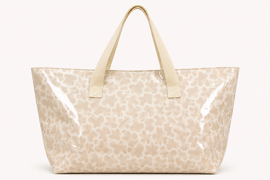 Bolso de playa plastificado estampado beige
