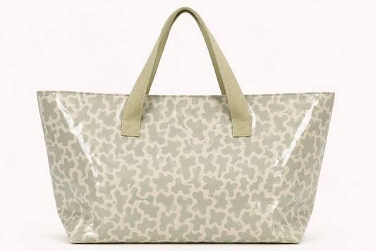 Bolso de playa plastificado estampado verde agua