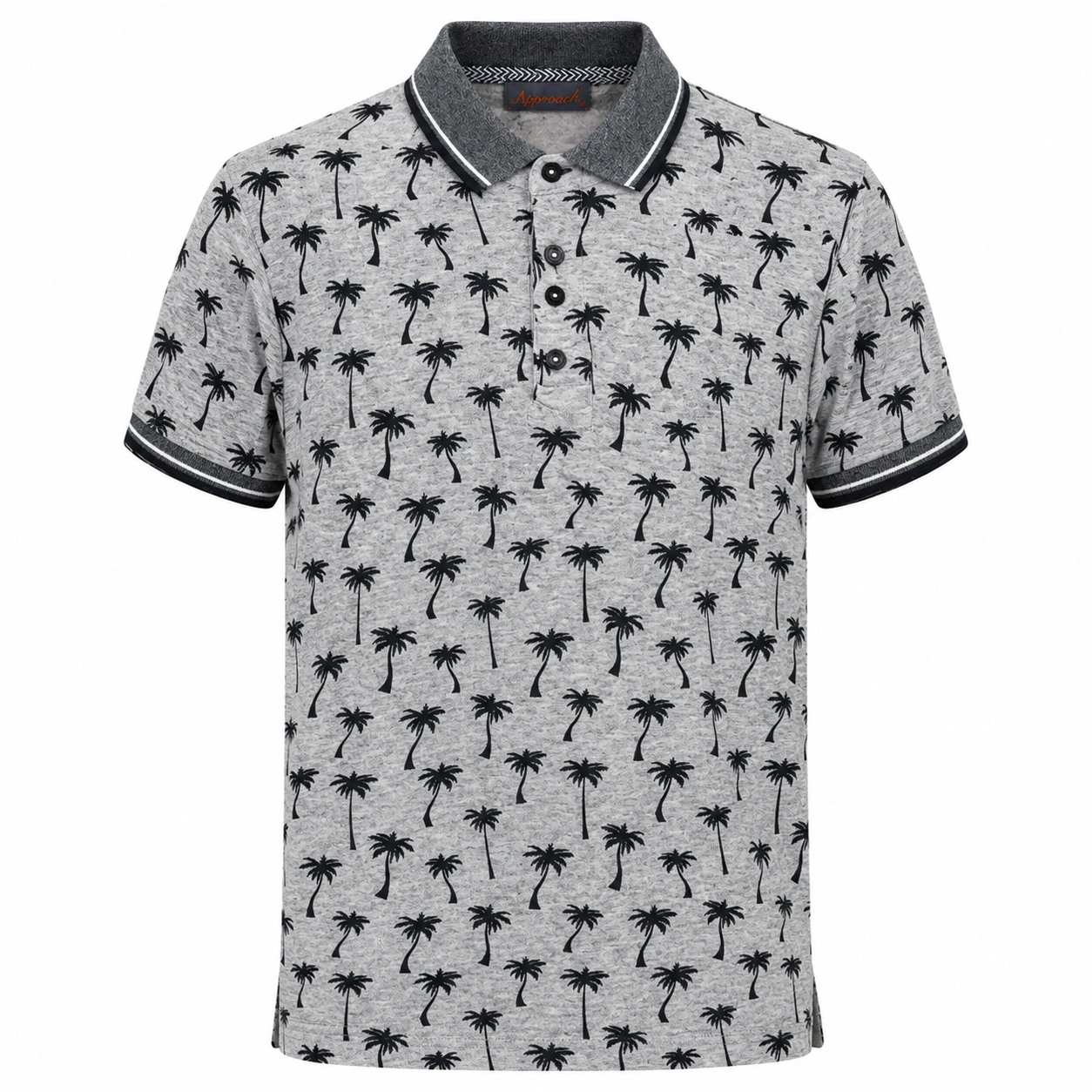Polo Hombre Gris Estampado Palmeras – Approach